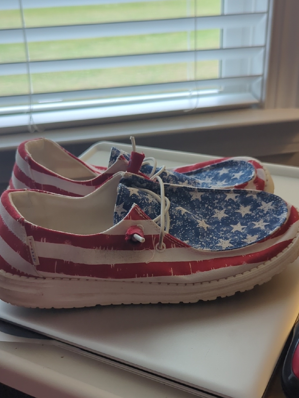 Hey Dude Red, White & Blue Stars Slip-On Sneakers
